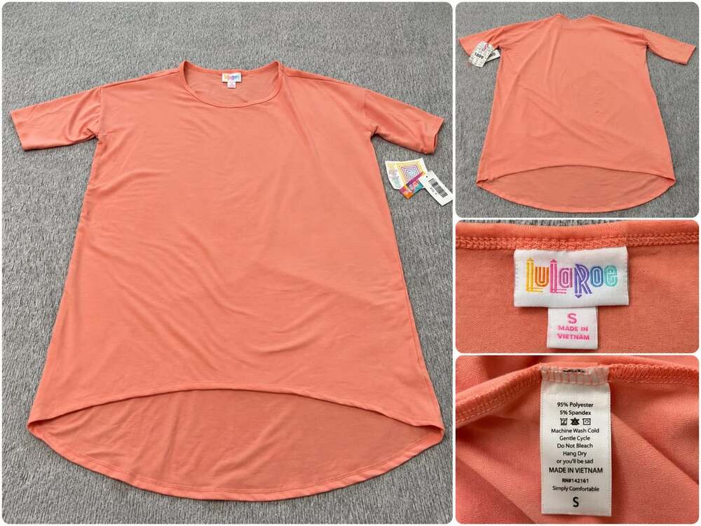 LuLaRoe Irma Tunic Top Women S NWT Peach Coral High Low Solid Shirt
